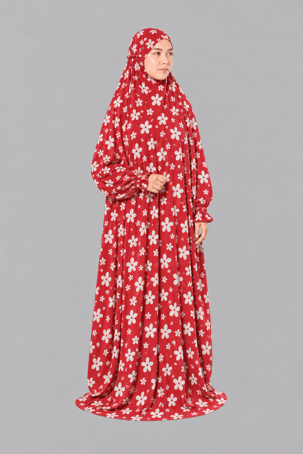 Red Namaz Chadar - Blossom Print
