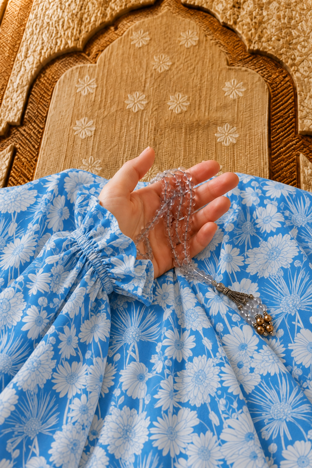 Blue Namaz Chadar - Daisy Print