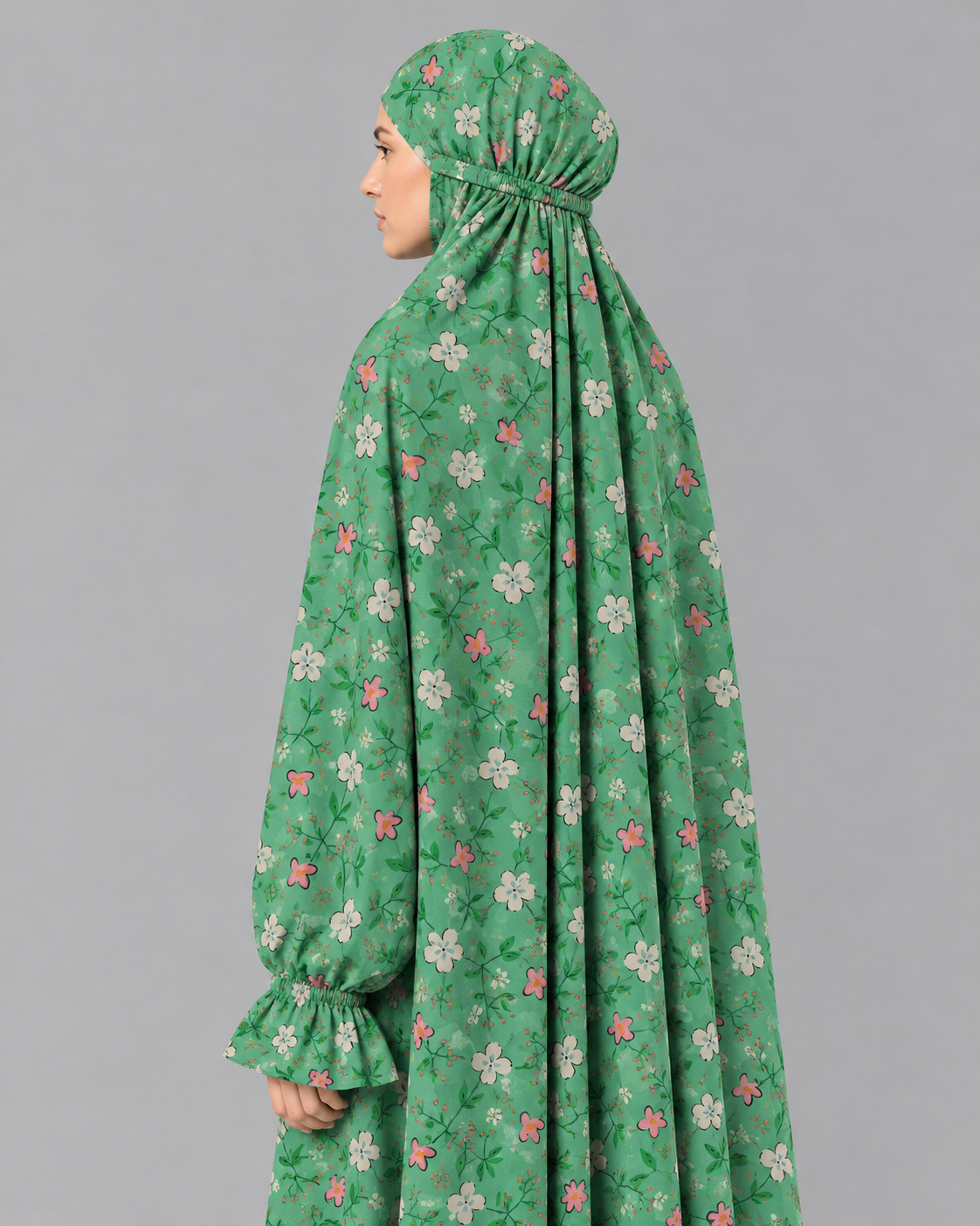 Green Namaz Chadar - Floral Print