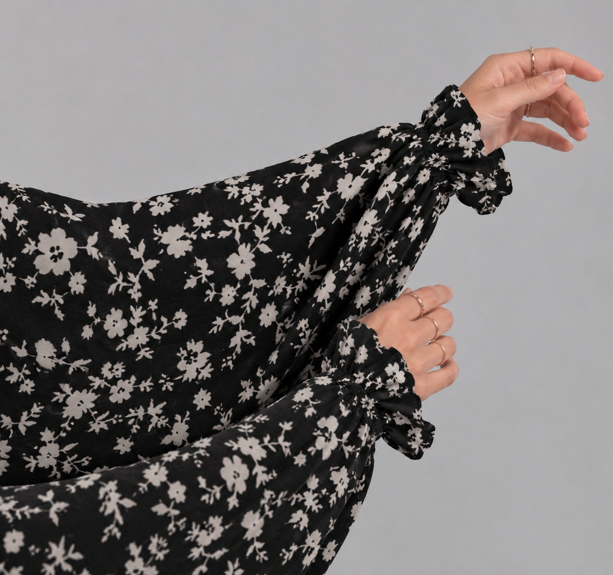 Black Namaz Chadar - Blossom Print