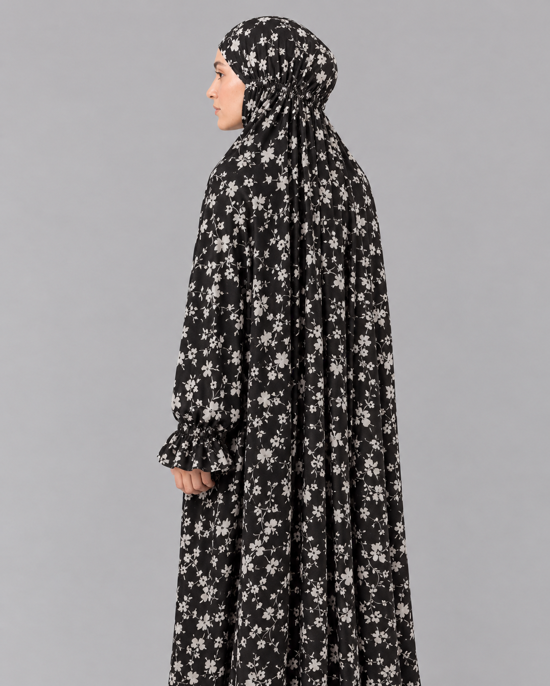 Black Namaz Chadar - Blossom Print