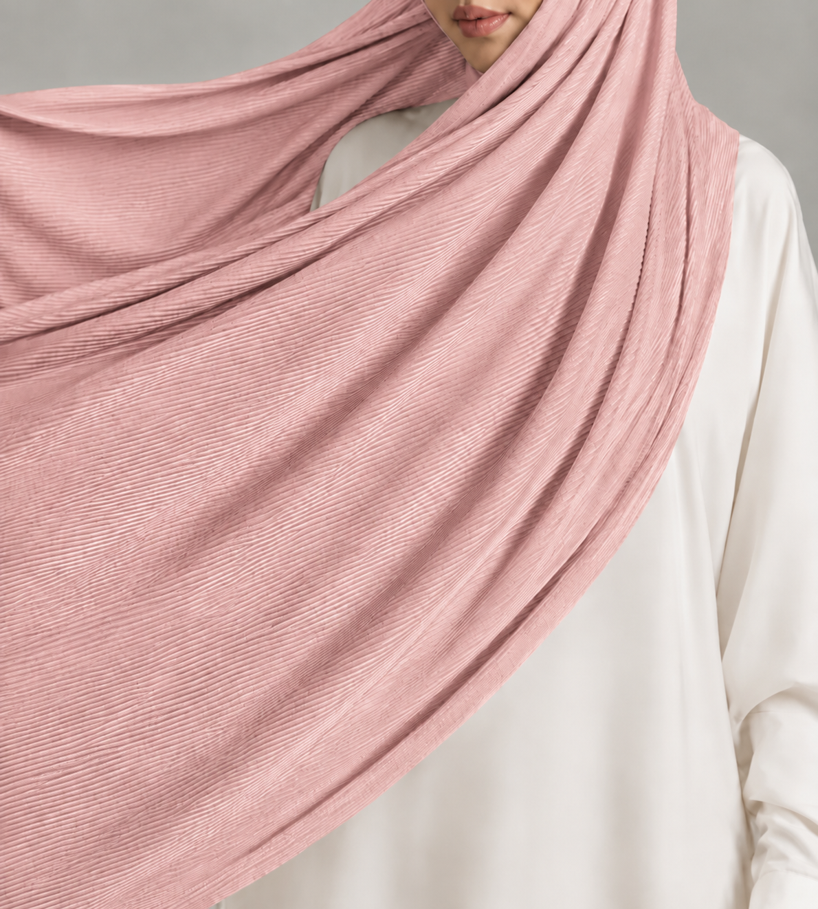 Ribbed Jersey Hijab in Dusty Pink
