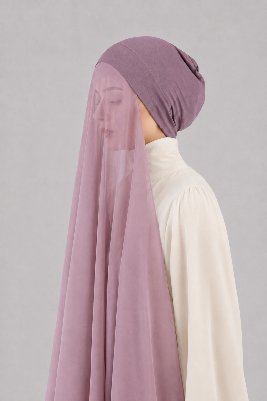 Georgette Instant Hijab With Cap In Periwinkle