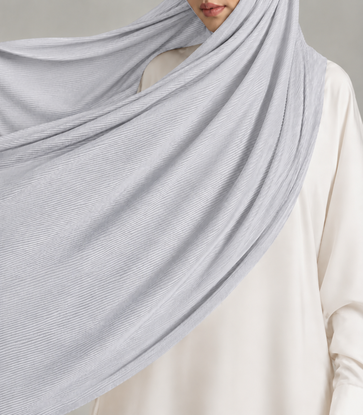 Ribbed Jersey Hijab in Ice Grey