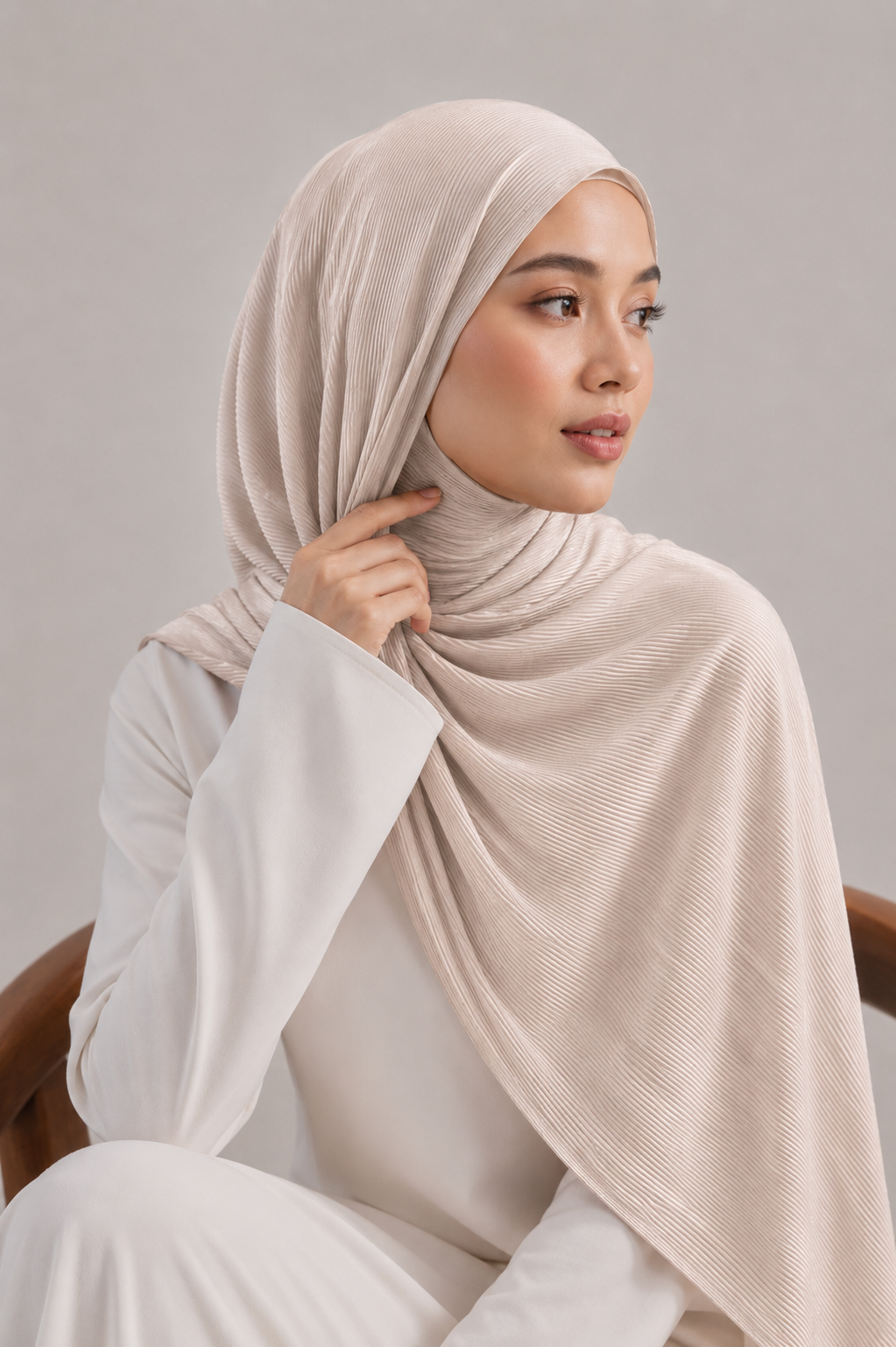 Ribbed Jersey Hijab in Cream