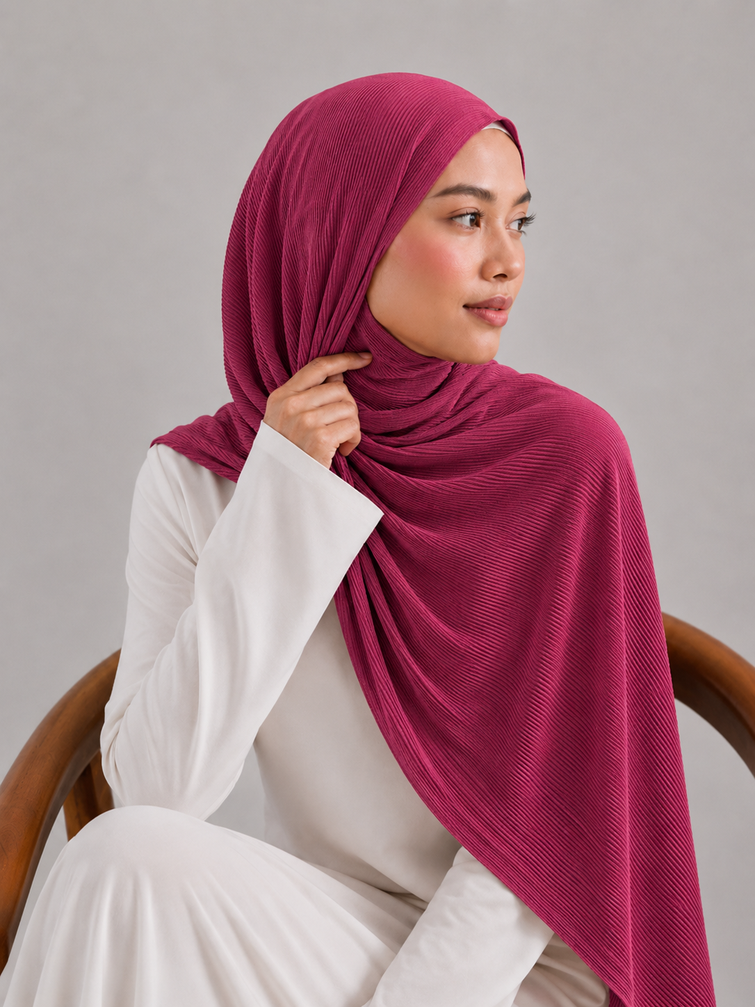 Ribbed Jersey Hijab in Maroon