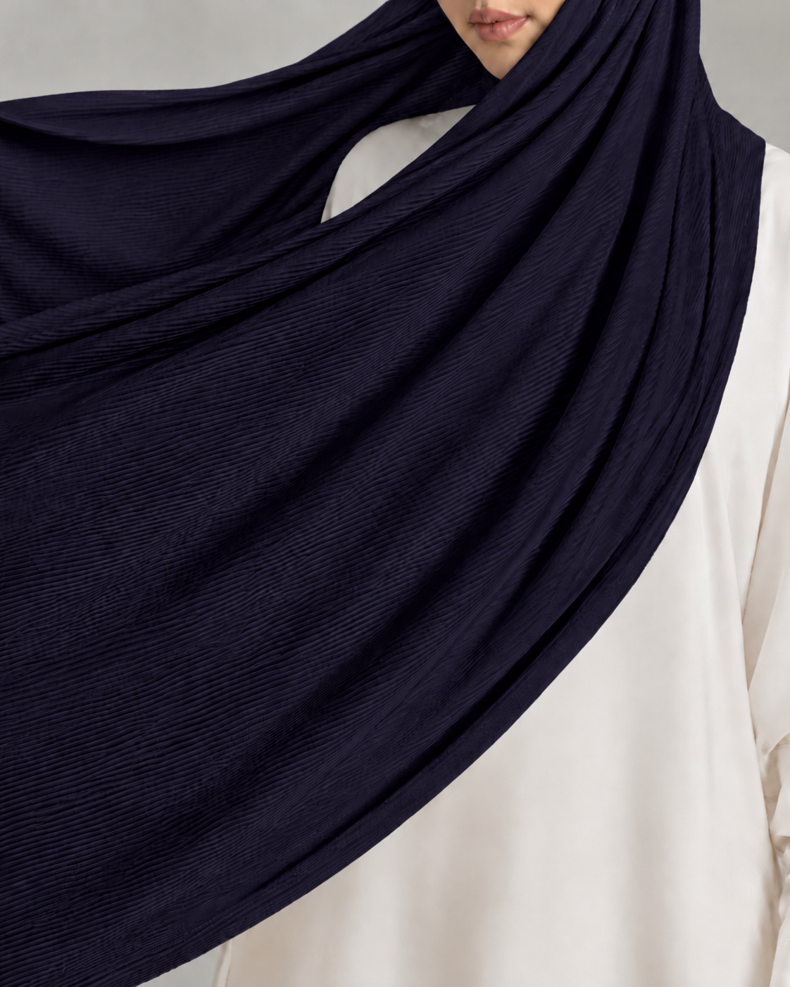 Ribbed Jersey Hijab in Navy Blue
