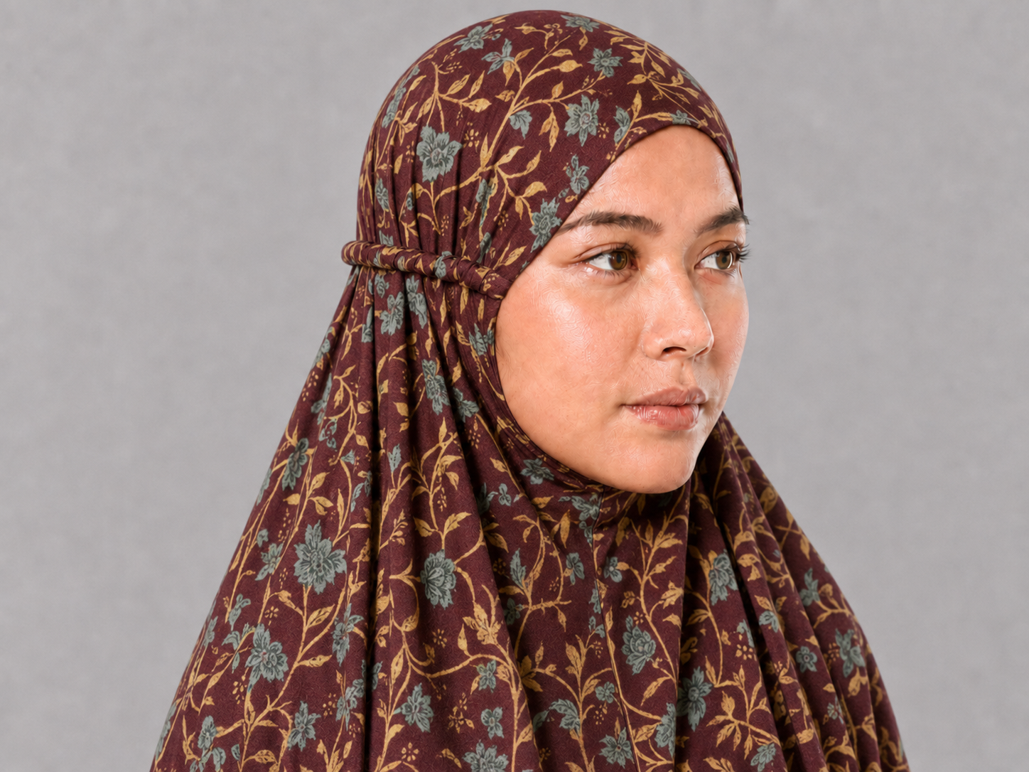Namaz Chadar in Floral Maroon