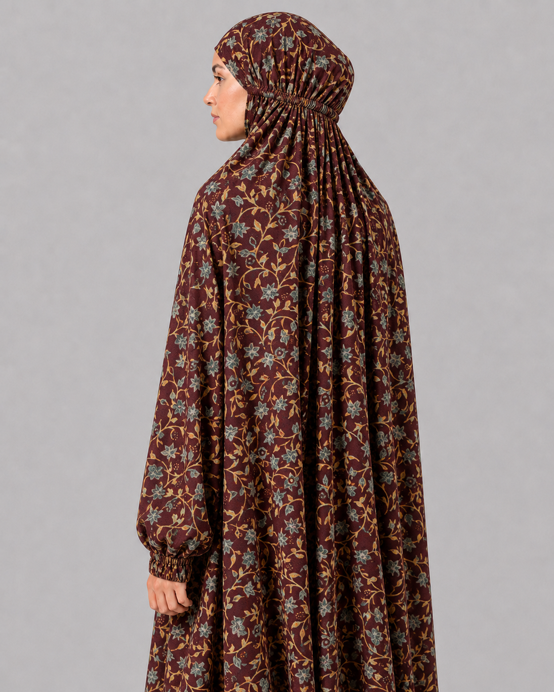 Namaz Chadar in Floral Maroon