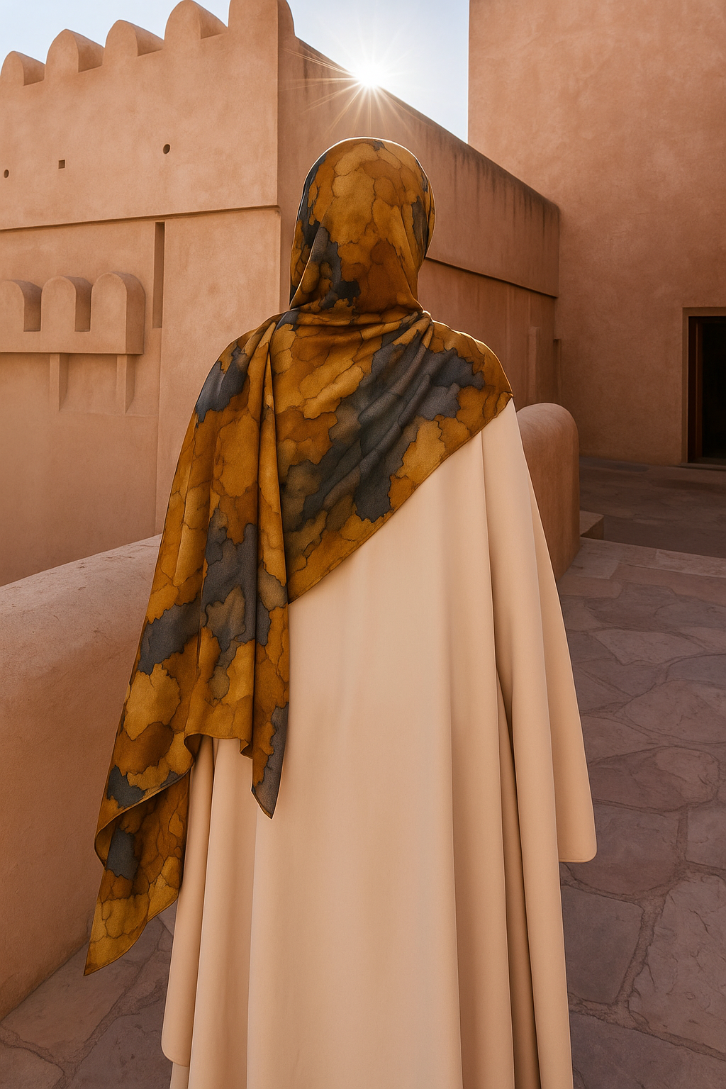 Printed Modal Hijab - Golden Ash