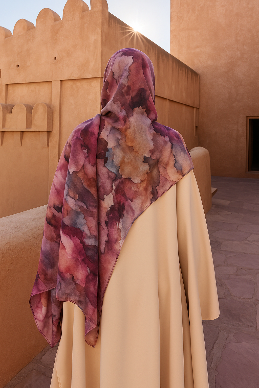 Printed Modal Hijab - Berry Bloom