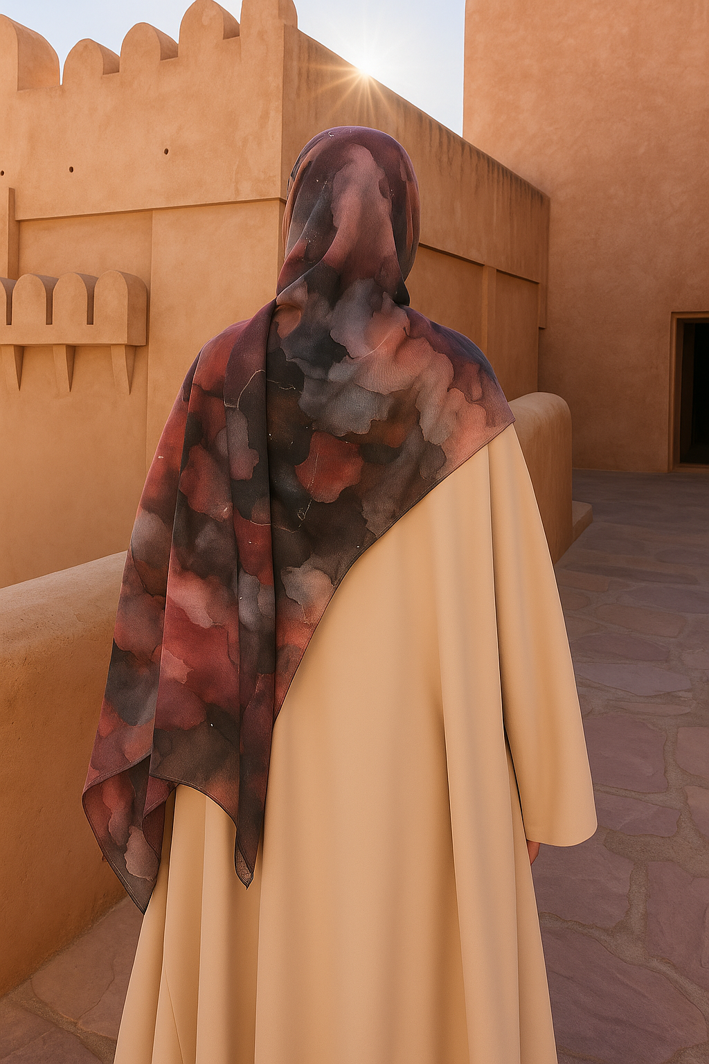 Printed Modal Hijab - Smoky Rose