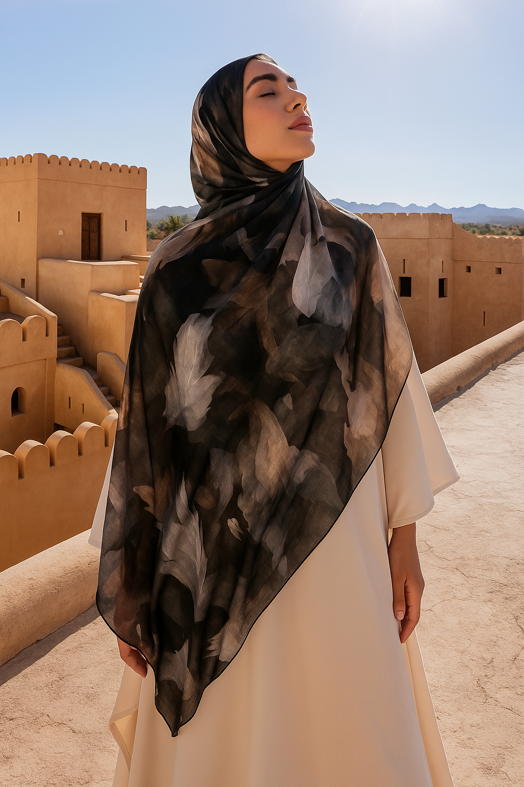 Printed Modal Hijab - Driftwood Mist