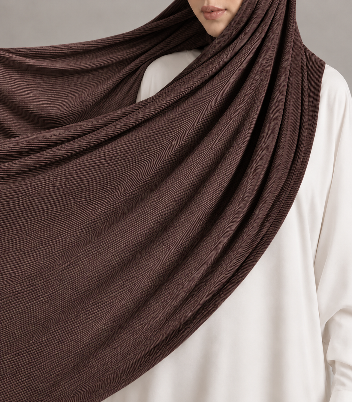 Ribbed Jersey Hijab in Chocolate Brown