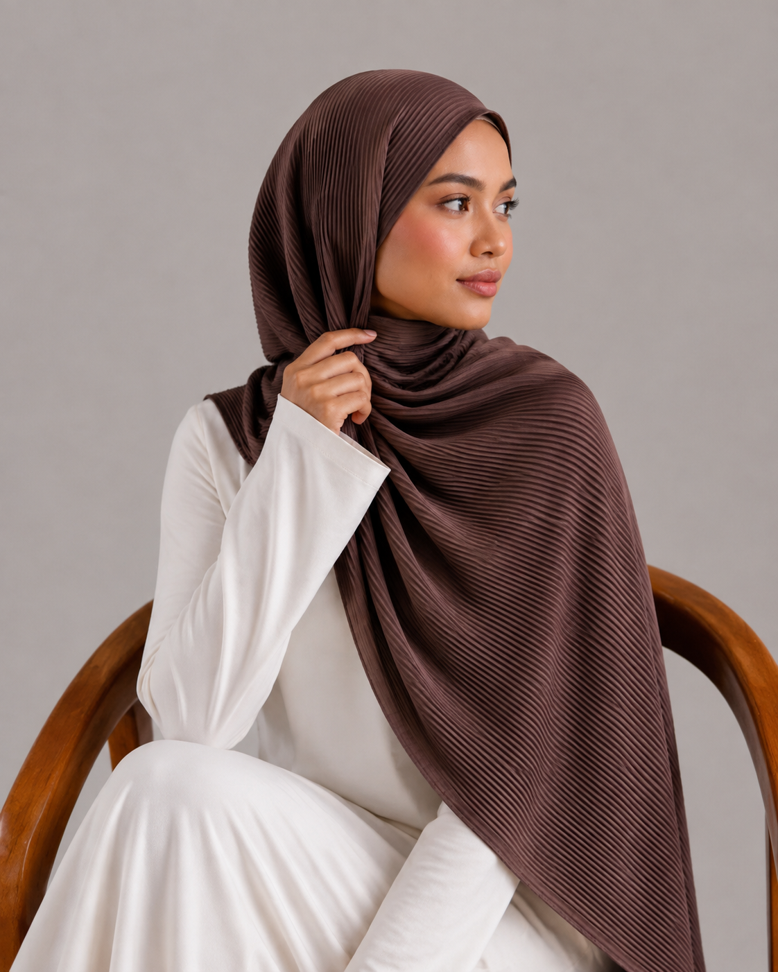 Ribbed Jersey Hijab in Chocolate Brown