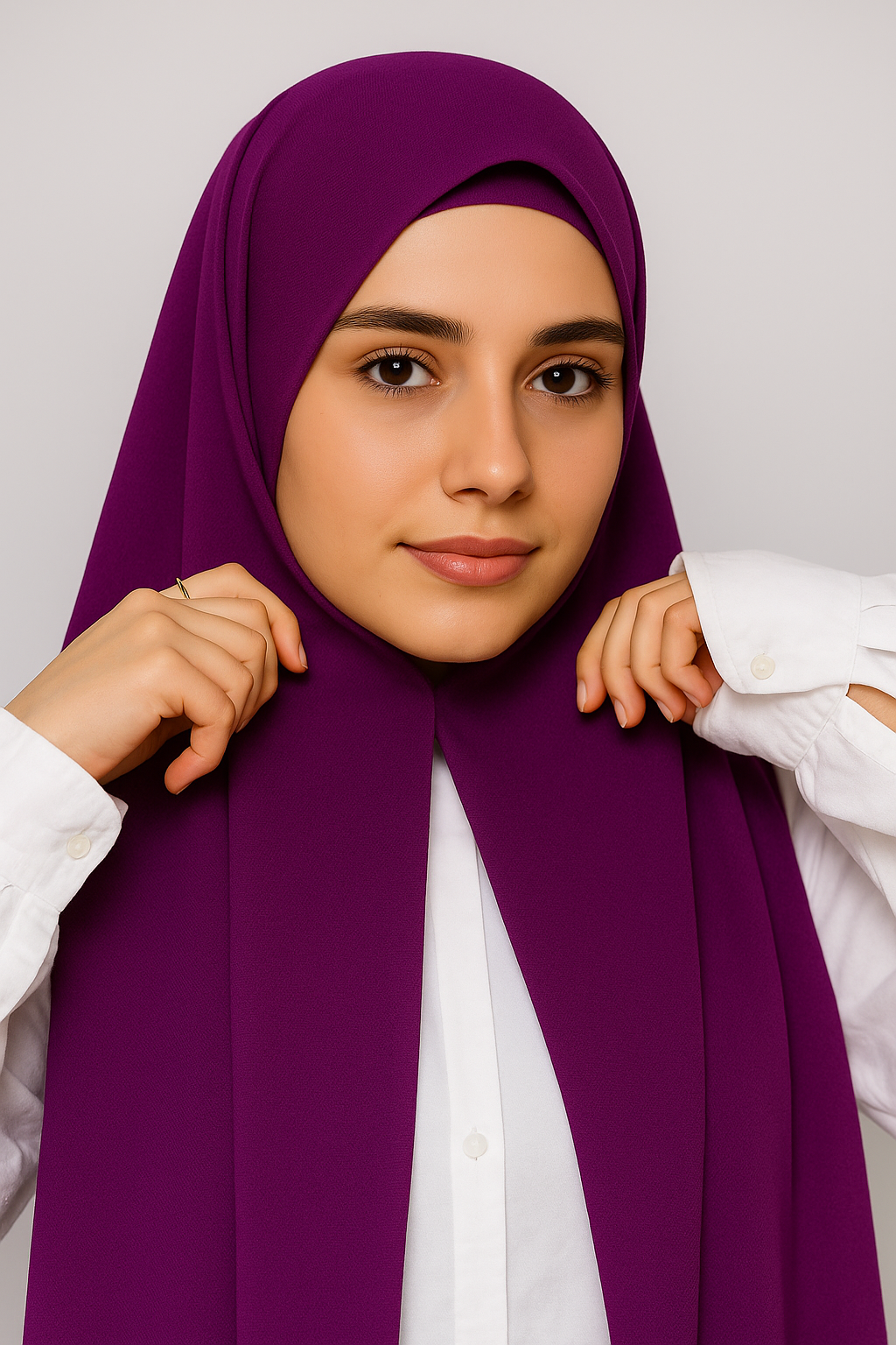 Georgette Instant Hijab With Magnet In Dark Purple