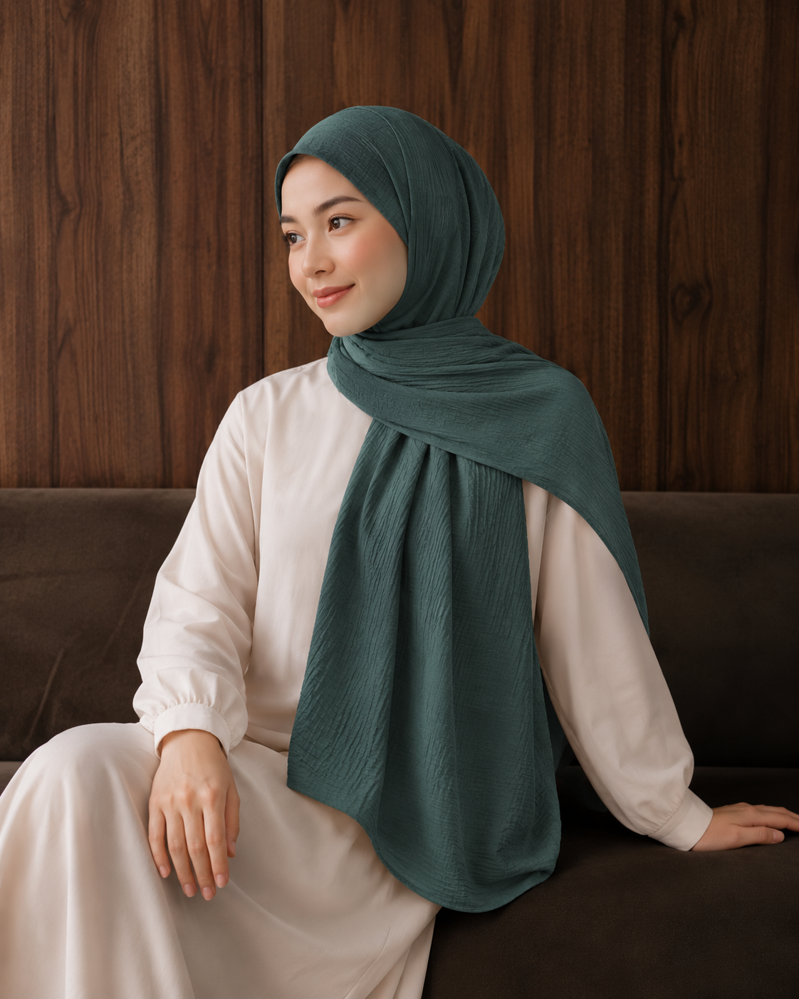 Crinkle Lawn Hijab in Dark Sage