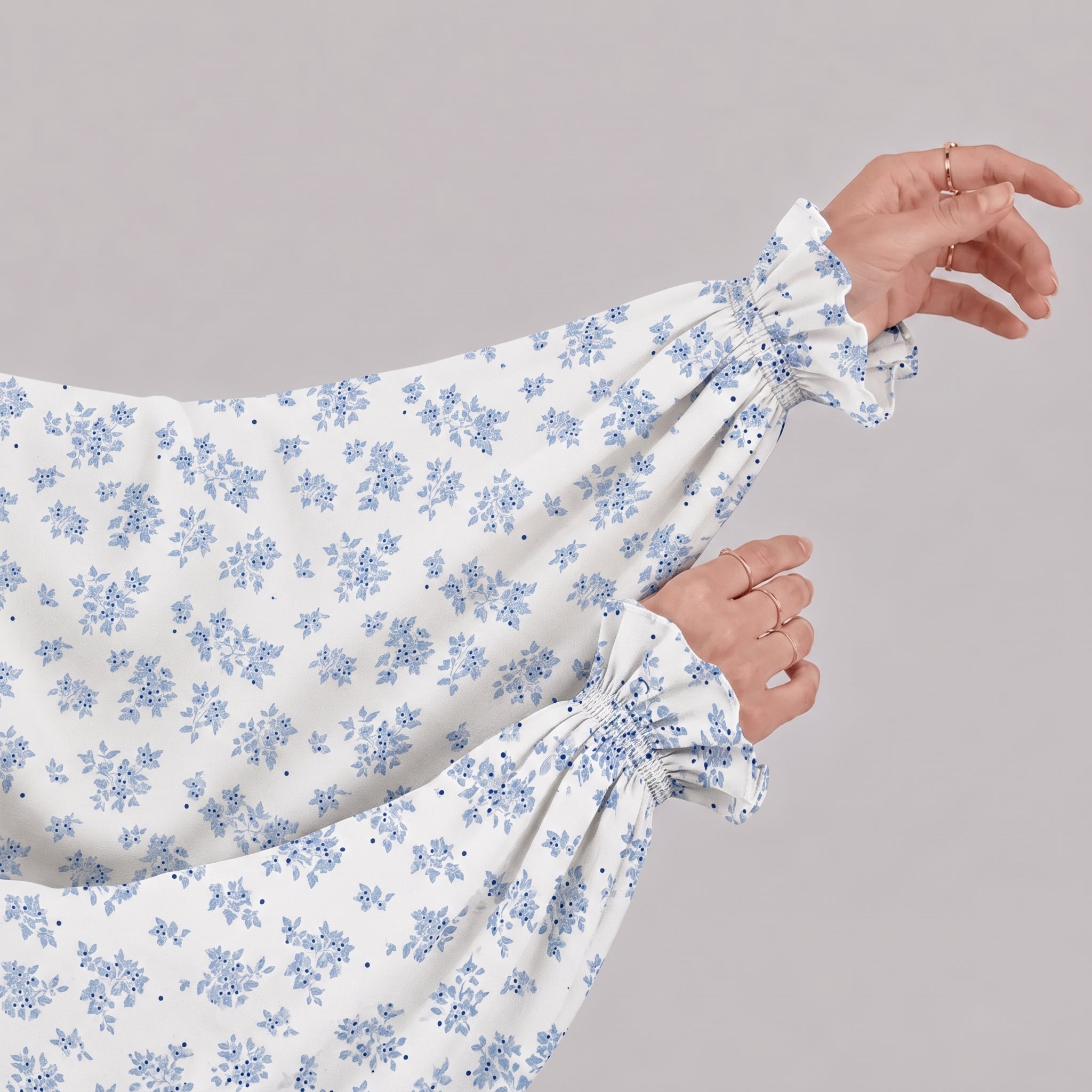 Cloud Namaz Chadar - Blue Floral Print