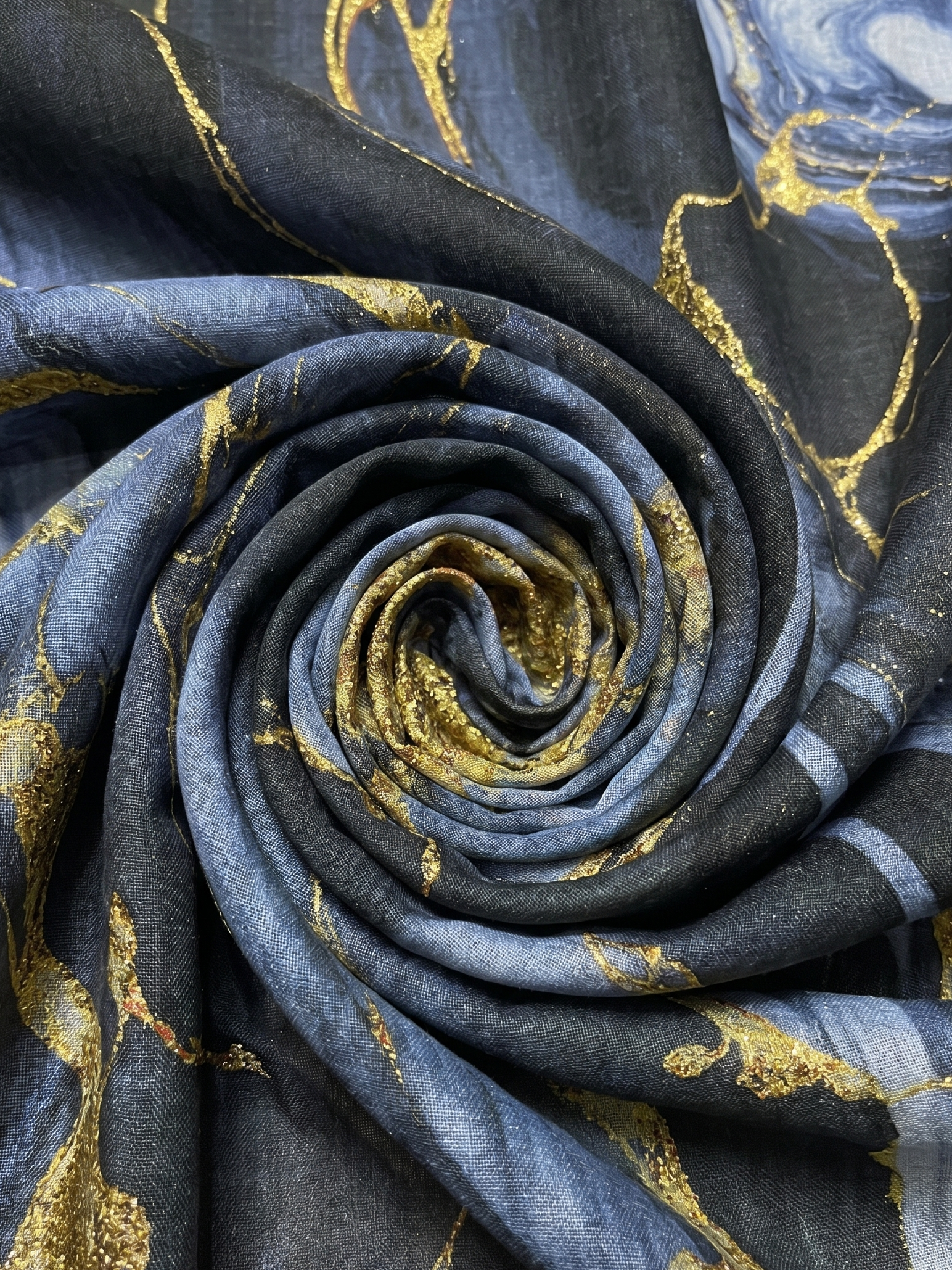 Printed Modal Hijab - Cracked Indigo