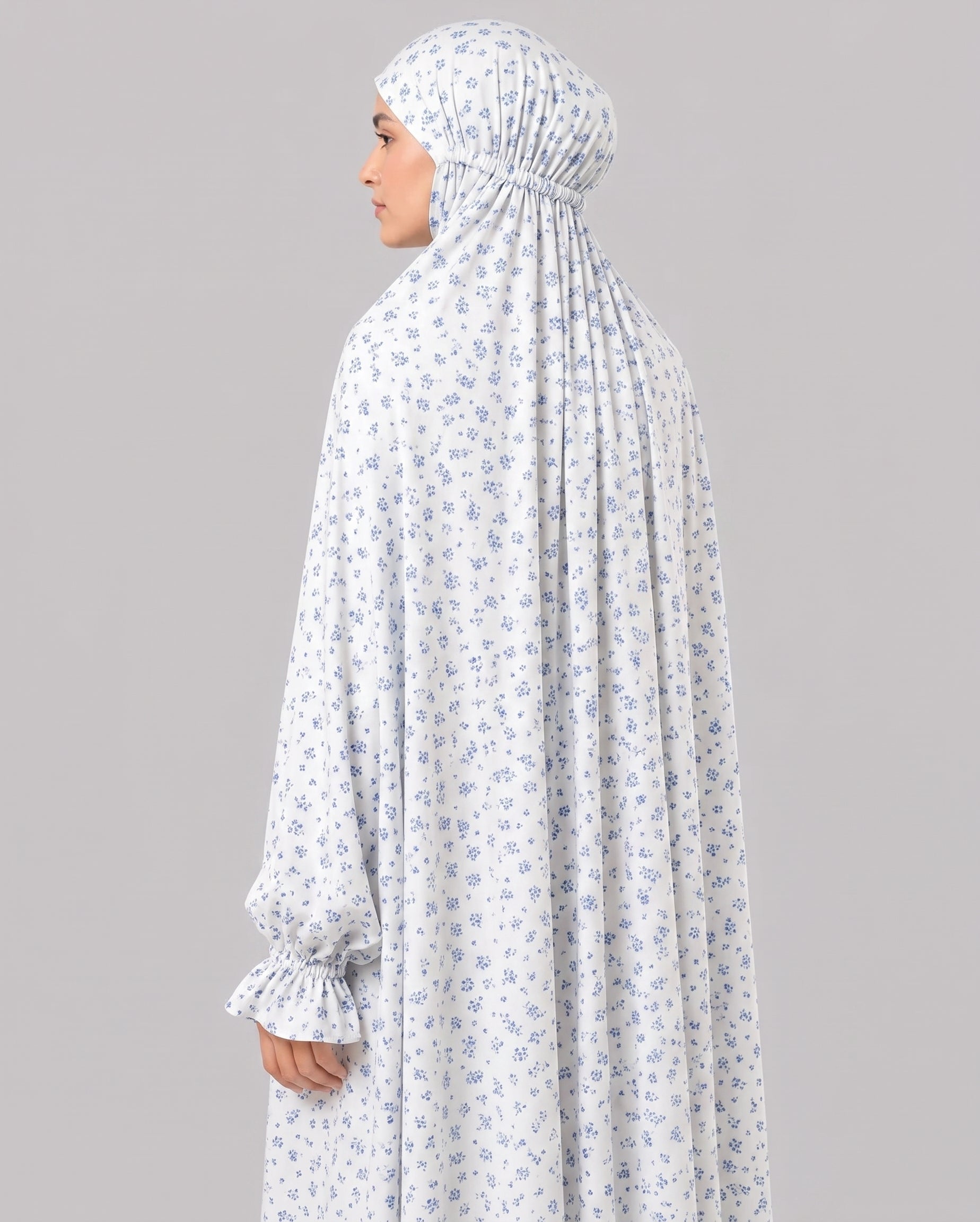 Cloud Namaz Chadar - Blue Floral Print