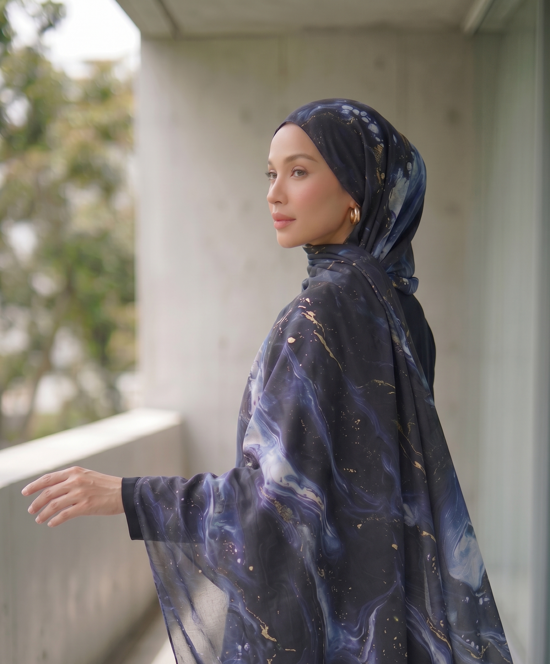 Printed Modal Hijab - Cosmic Marble