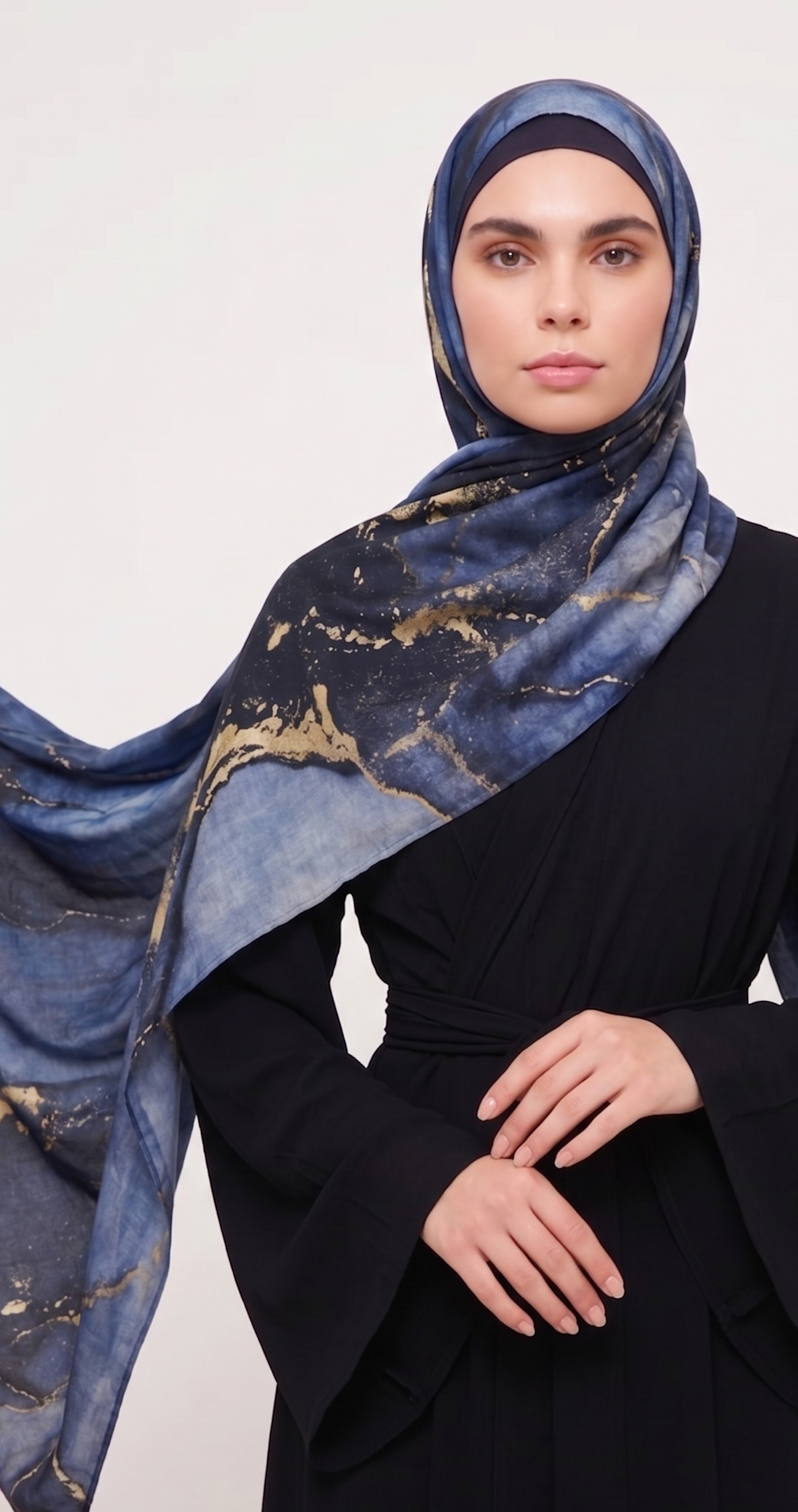 Printed Modal Hijab - Cracked Indigo