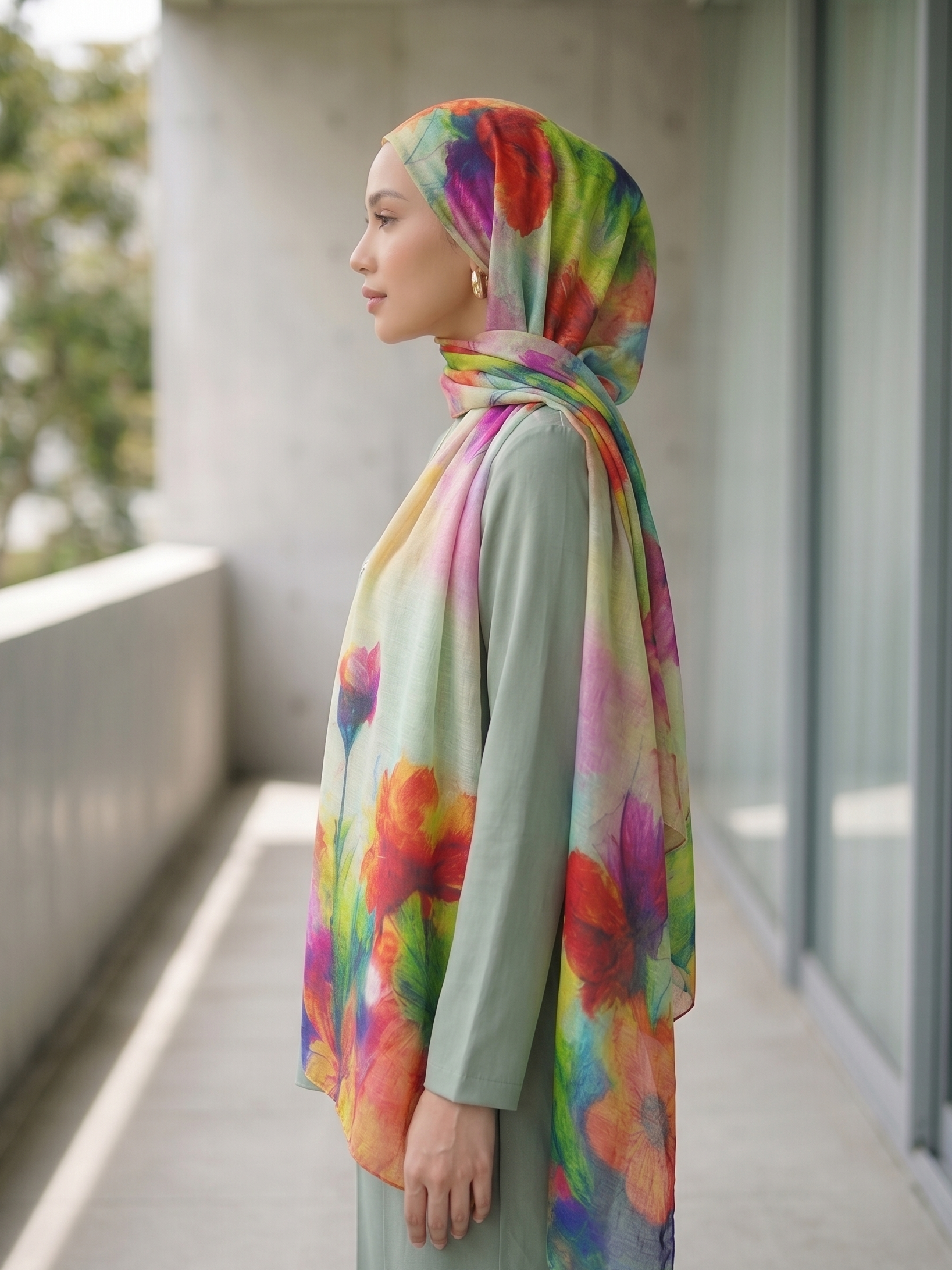Printed Modal Hijab - Floral Burst