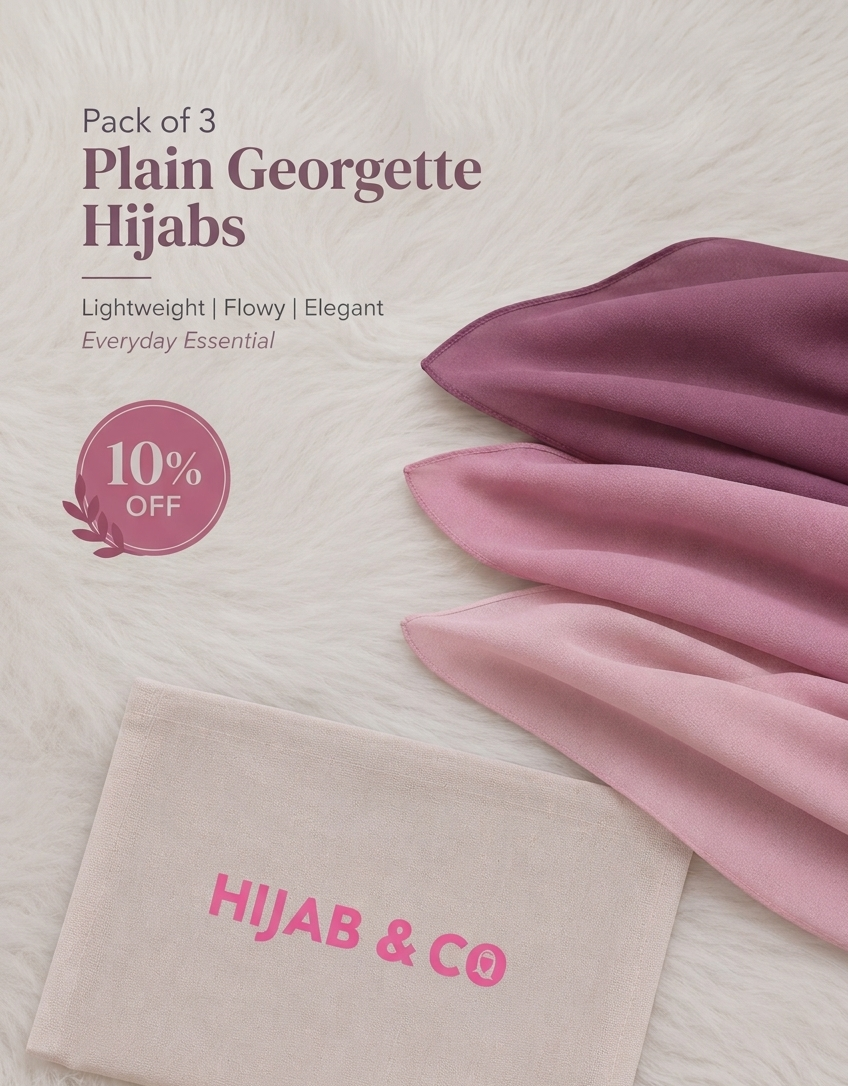 Pack of 3 Plain Georgette Hijabs