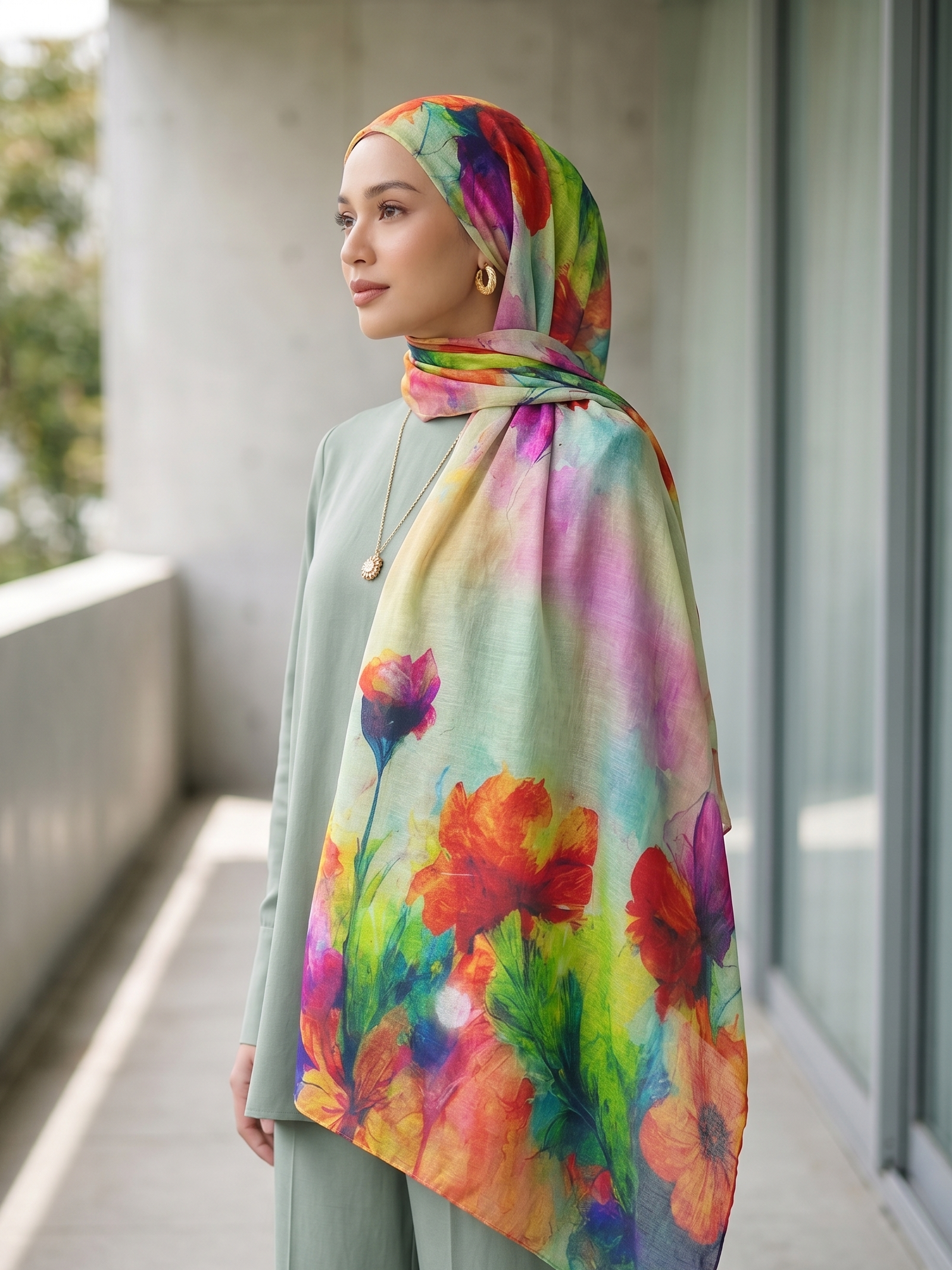 Printed Modal Hijab - Floral Burst