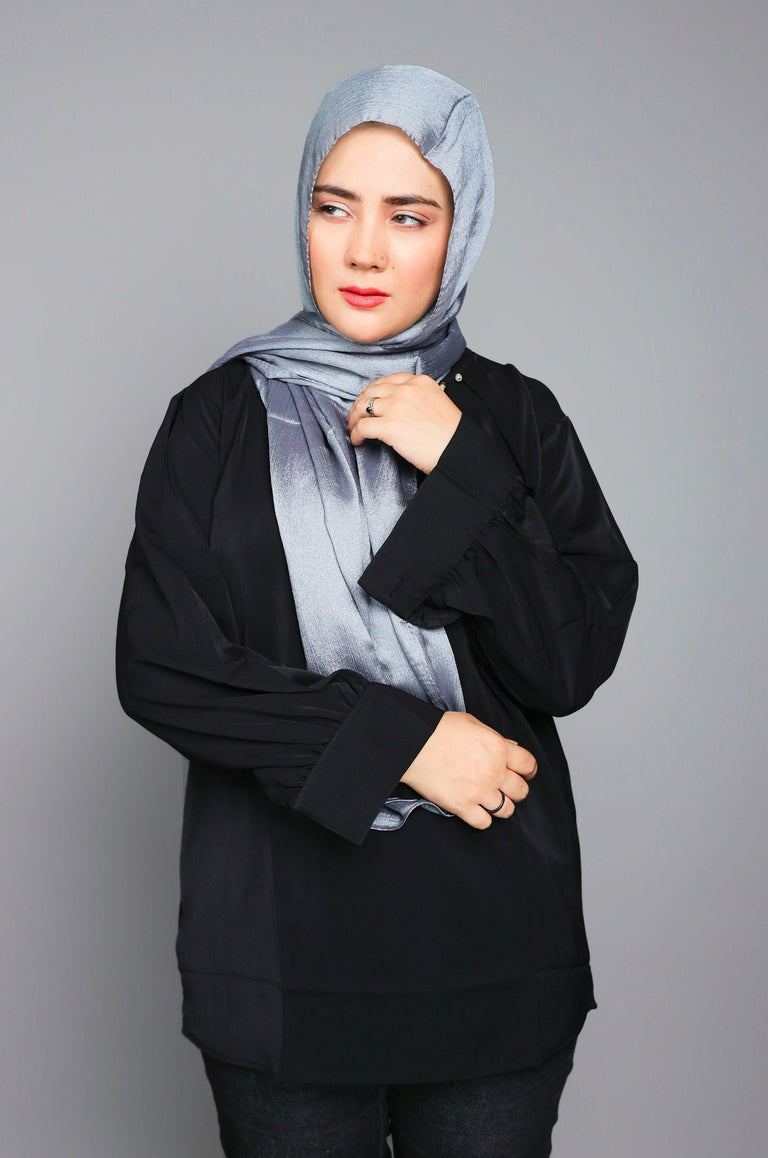 Buy Metallic Chiffon Hijab in Silver Online at HijabandCo