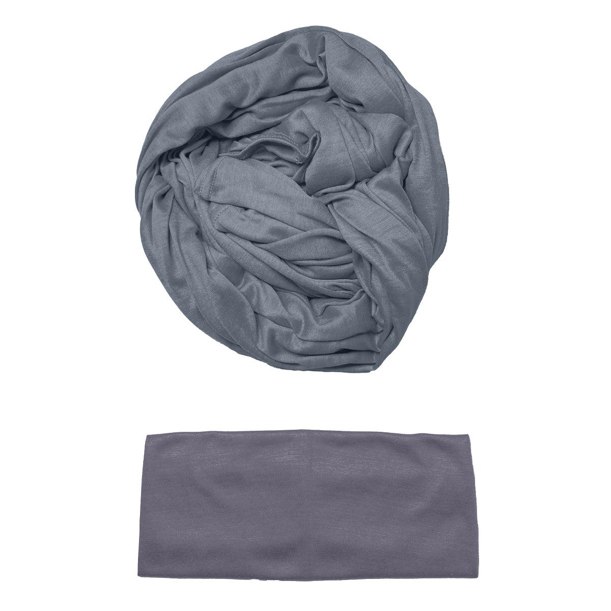 Elegant and premium jersey hijab and cap set, Dark Grey Color. 