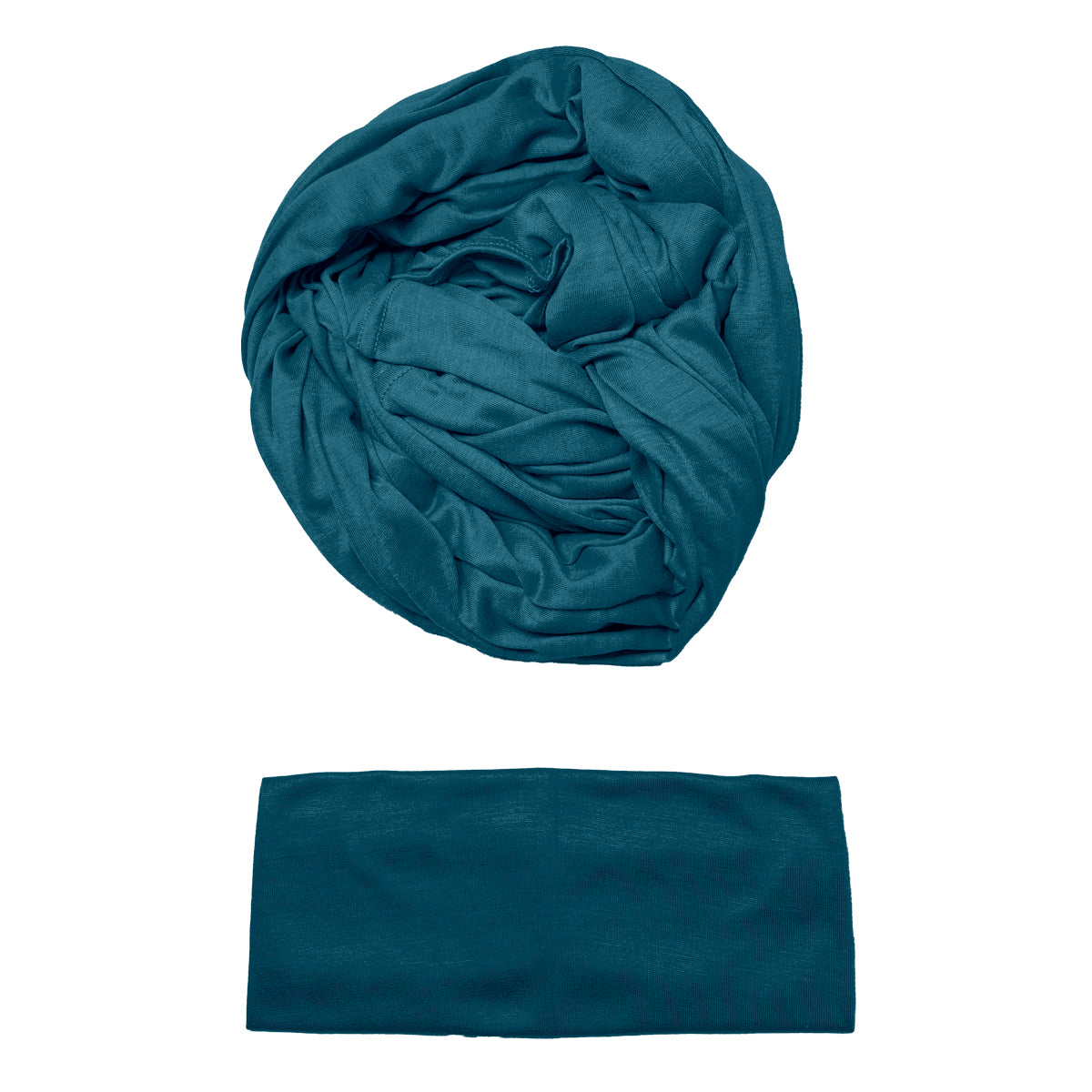 Elegant and premium jersey hijab and cap set, Teal Blue Color.