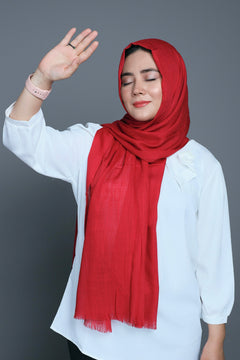 Close-up of Maroon Cotton Viscose Hijab, emphasizing its elegant color and soft texture.