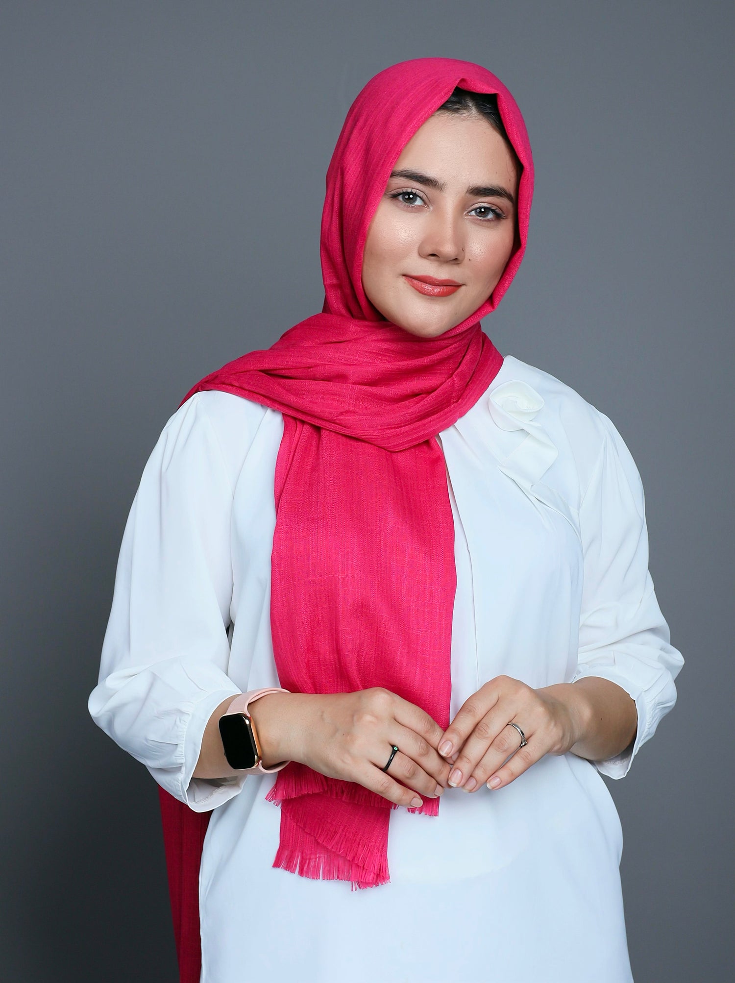 Turkish Hijab in a vibrant Raspberry shade, highlighting its soft fabric and elegant design. Cotton Viscose Fabric.