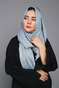 Steel Grey Turkish Scarf elegantly displayed, illustrating its versatility and modern appeal.