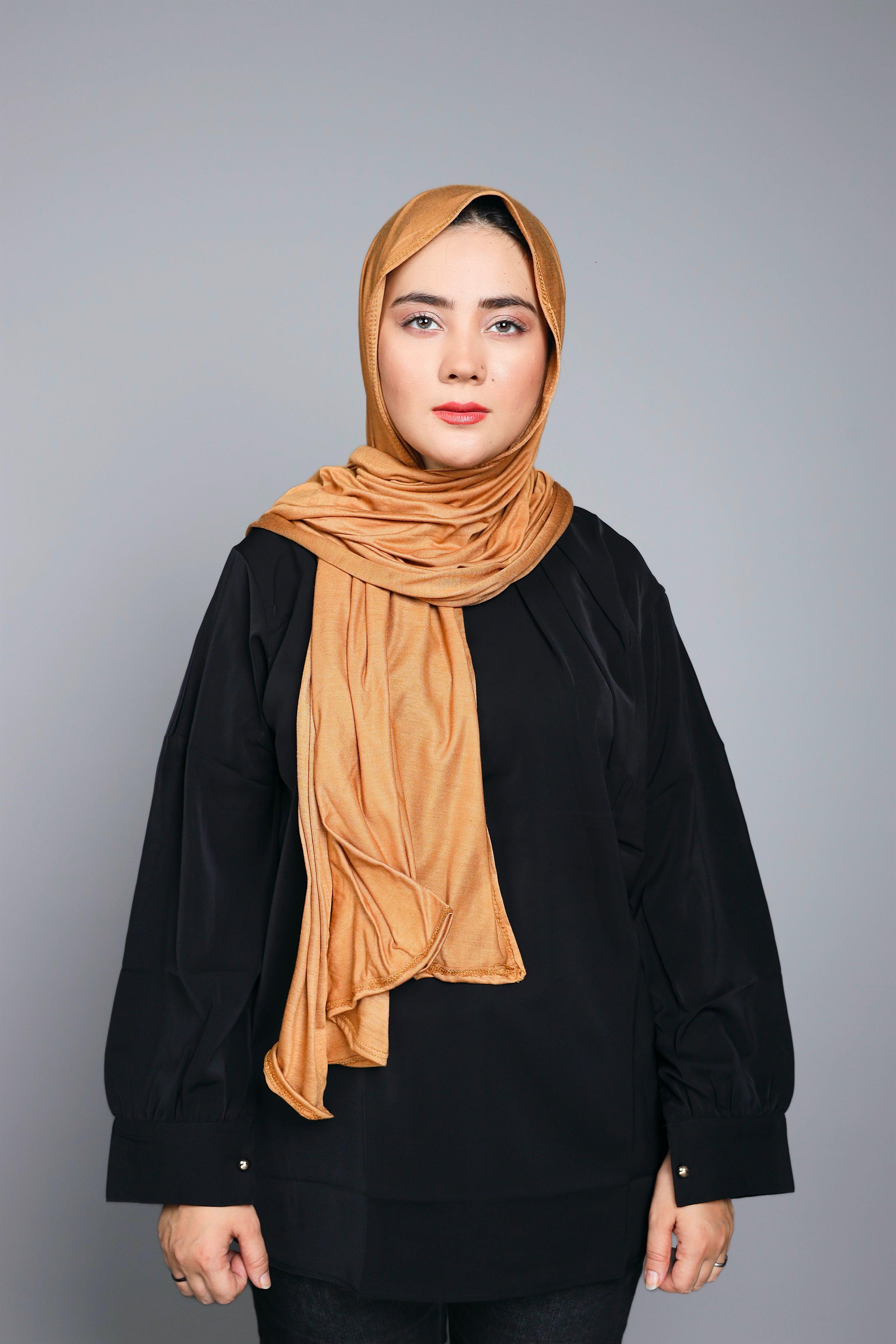 Jersey Scarf in Almond Color.