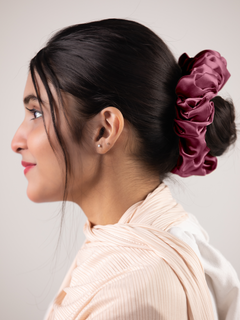 Silk Scrunchie in Plum. Hair Accessory