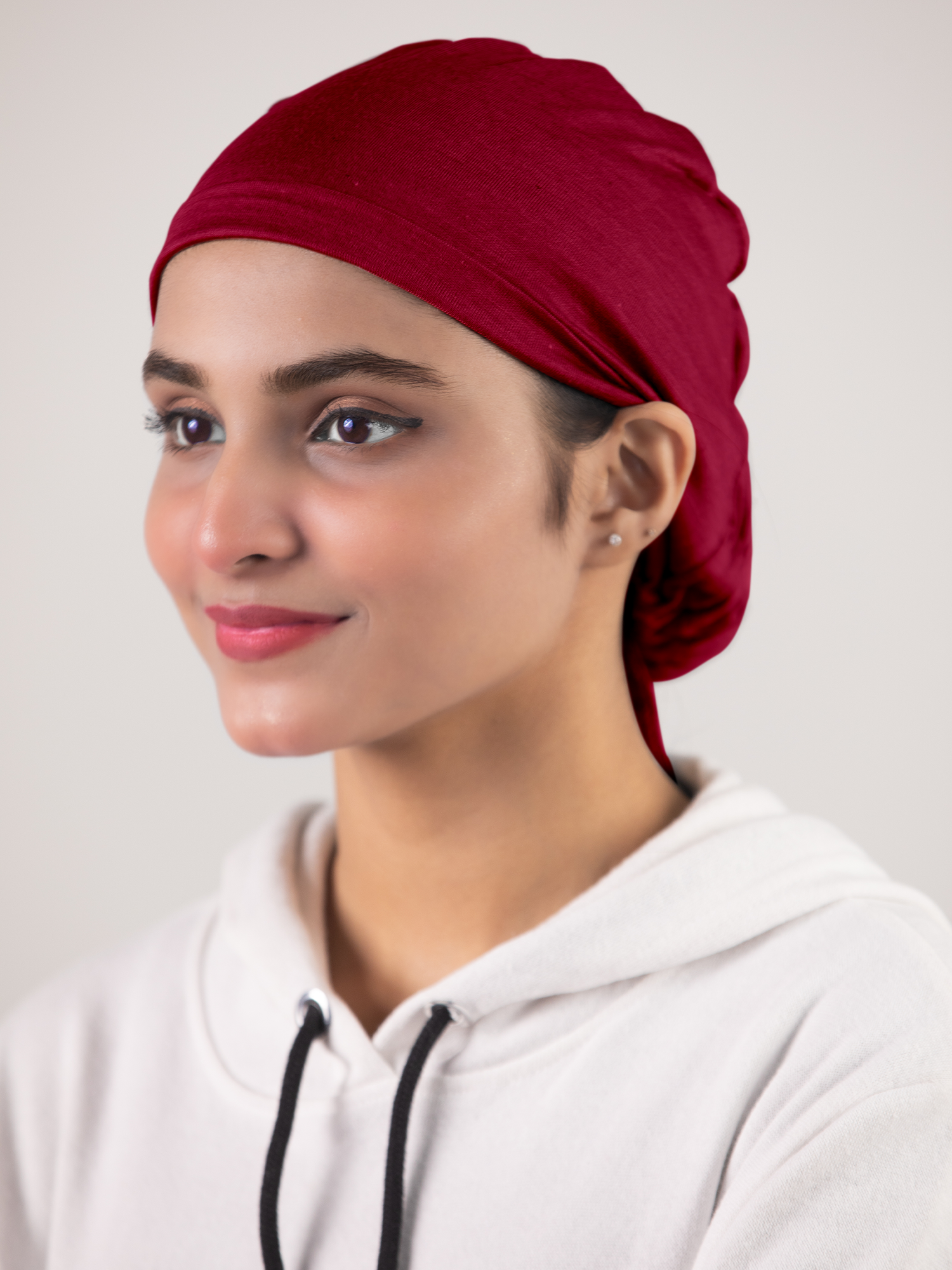 Ruched Hijab Cap in Maroon