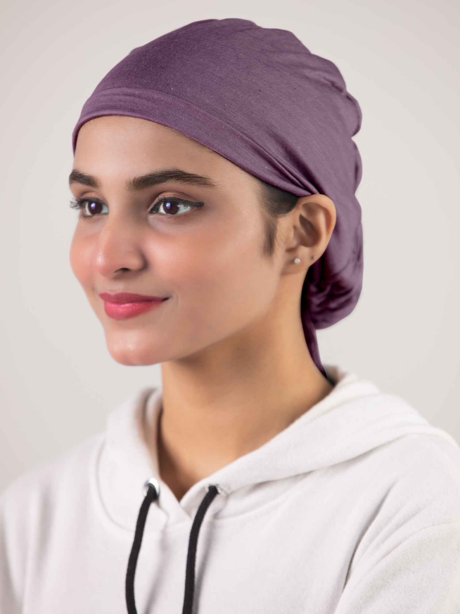 Ruched Hijab Cap in Purple