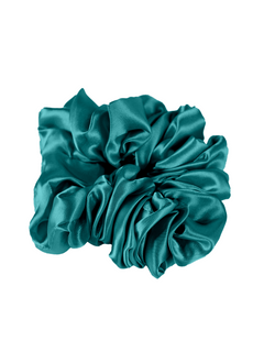 Turquoise Silk scrunchie -  A stylish hair accessory. 