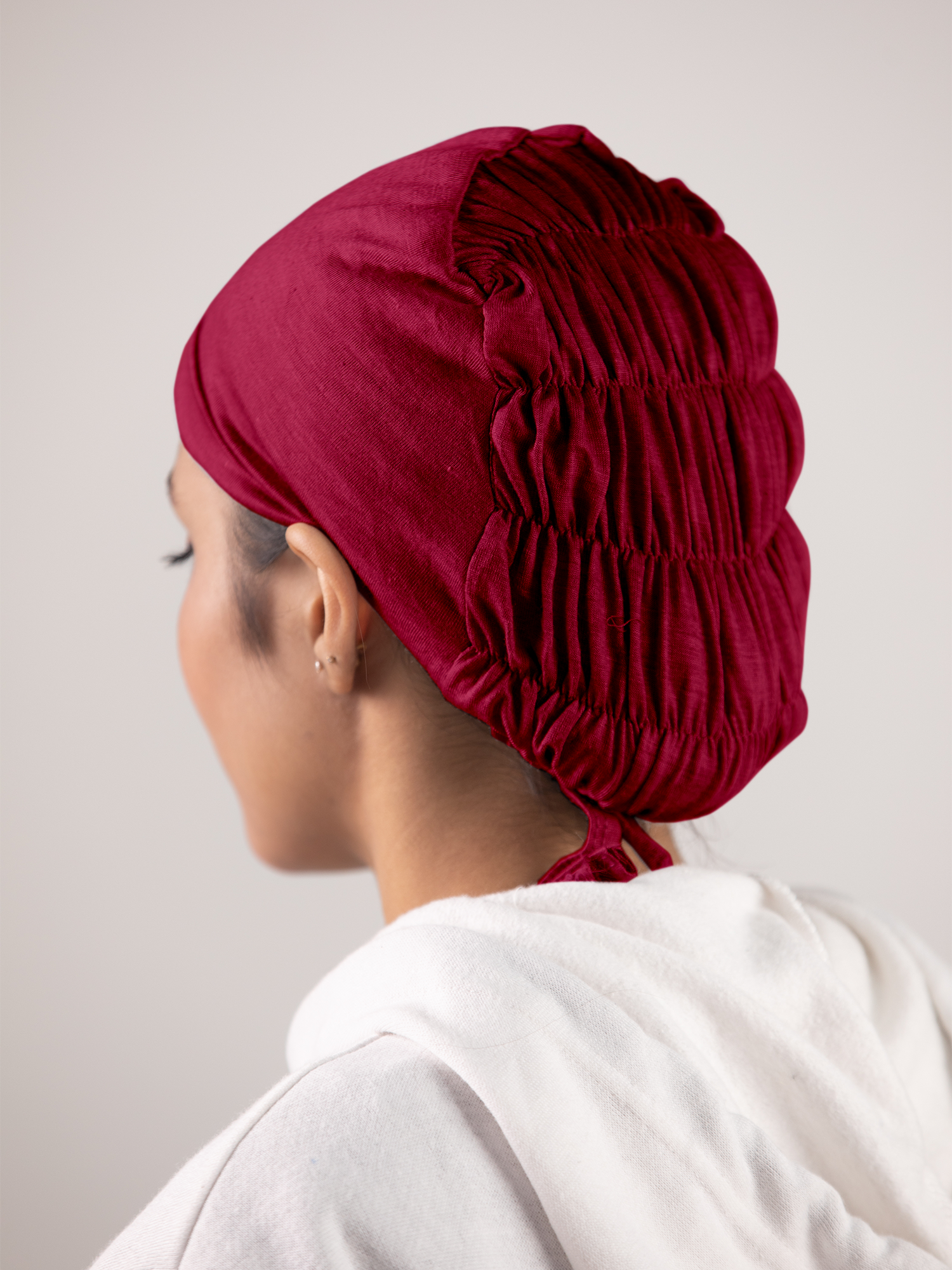 Ruched Hijab Cap in Maroon