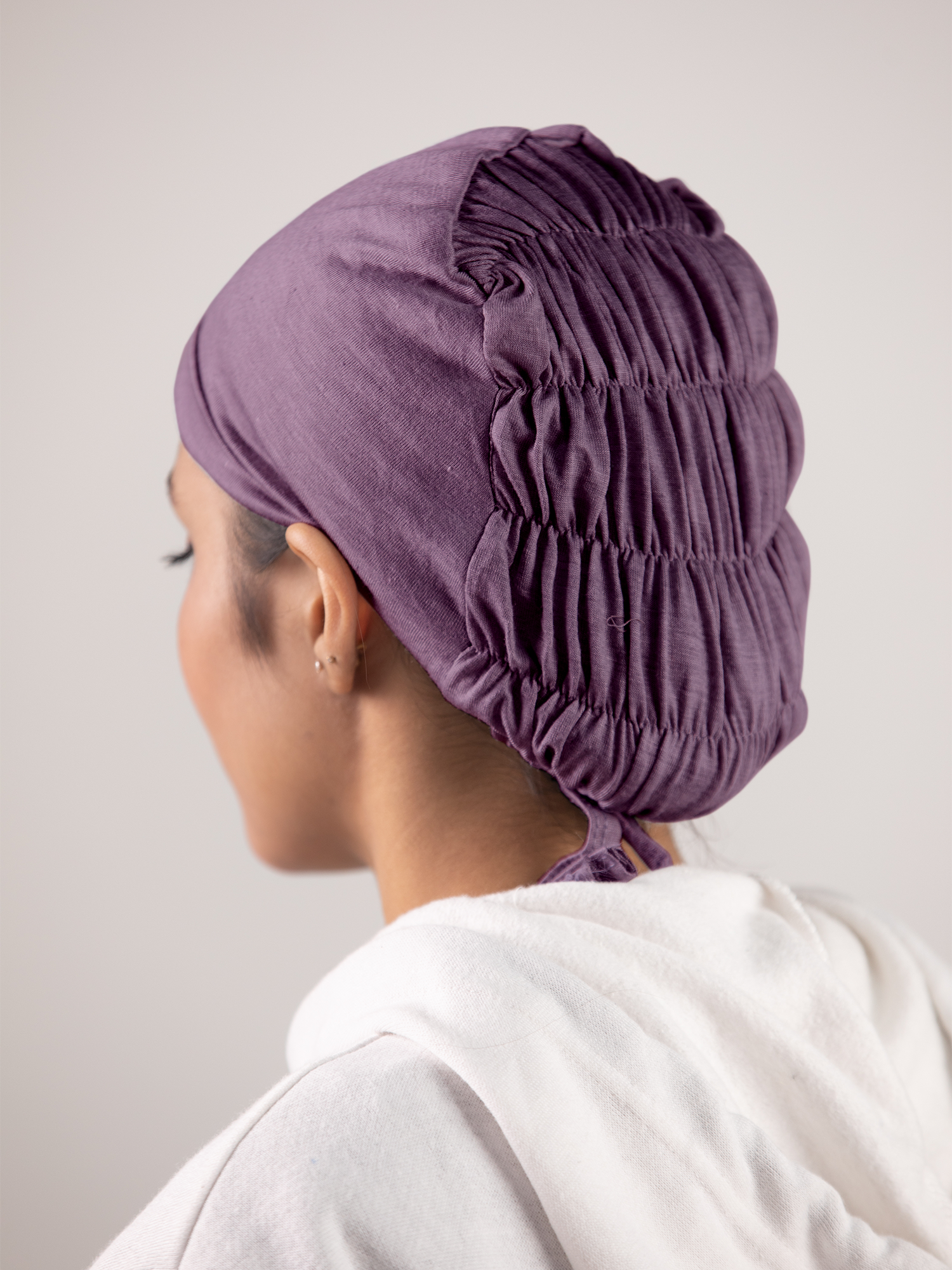 Ruched Hijab Cap in Purple