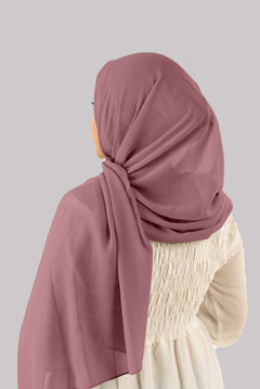 Georgette Instant Hijab with cap in Mauve Color. back view.