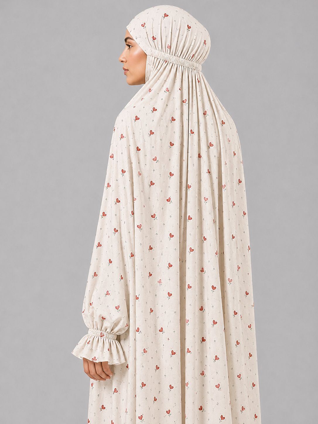 Ivory Namaz Chadar - Heart Bloom Print