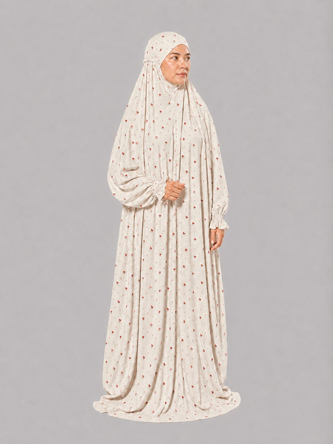 Ivory Namaz Chadar - Heart Bloom Print