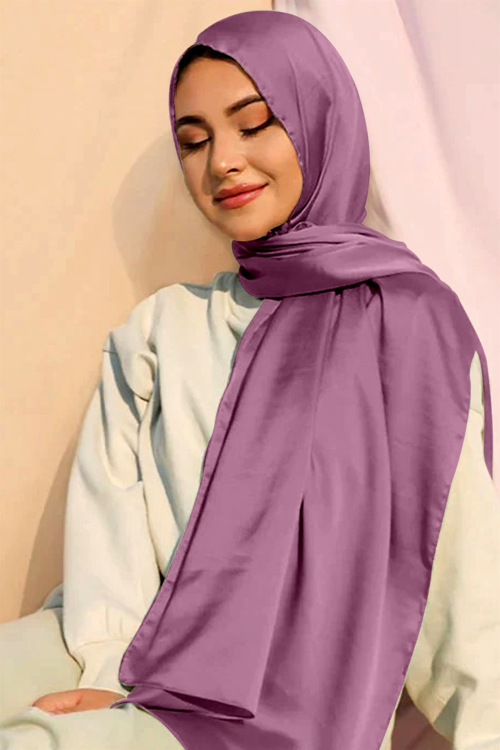 Pure Satin Silk Hijab in Light Purple