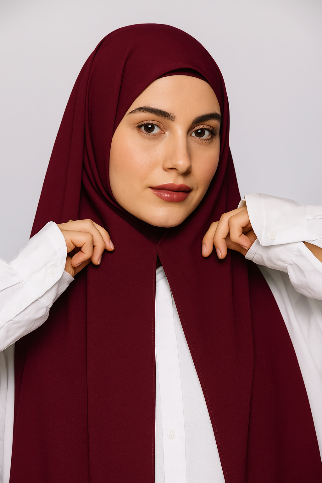 Georgette Instant Hijab With Magnet In Mahogany