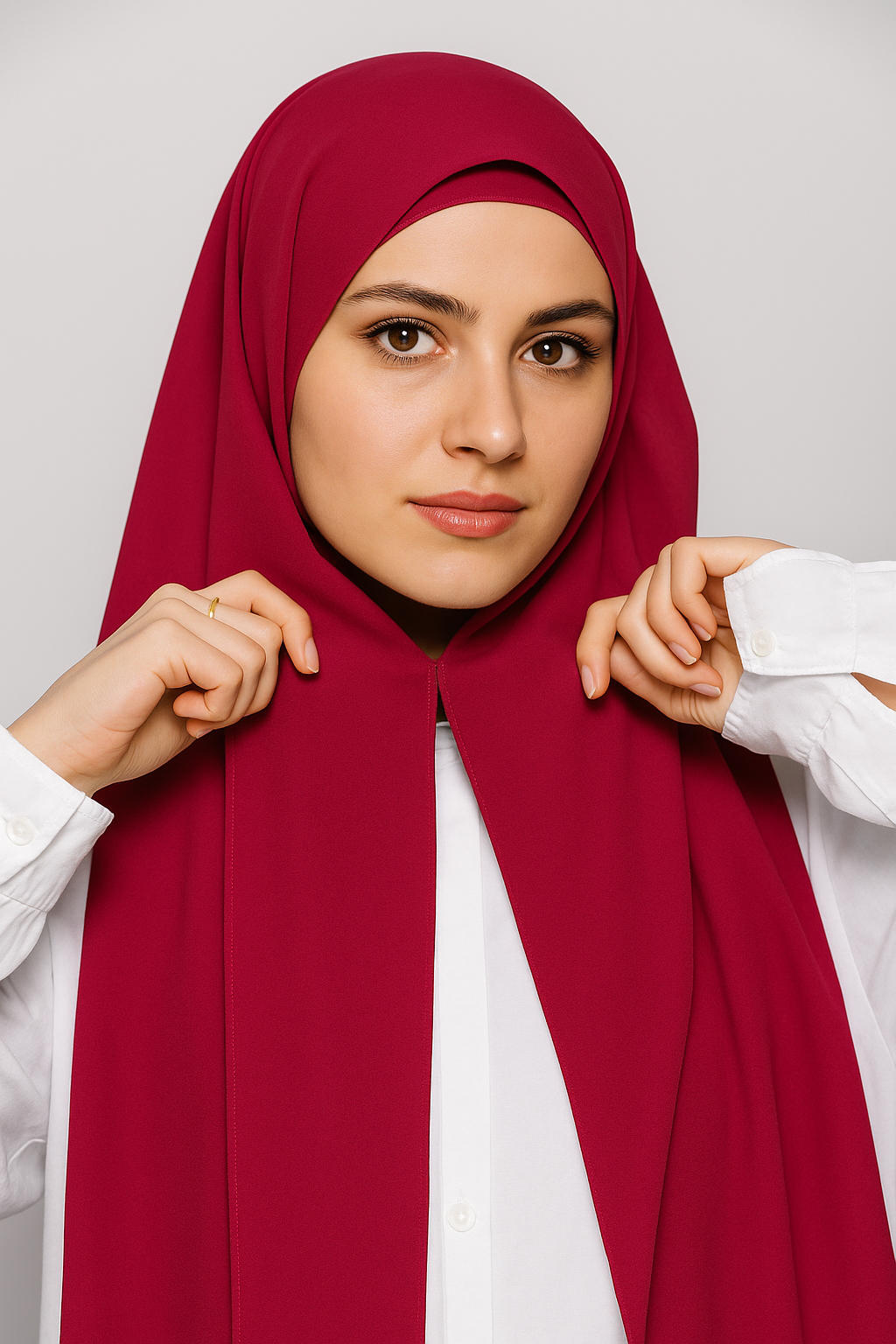 Georgette Instant Hijab With Magnet In Maroon