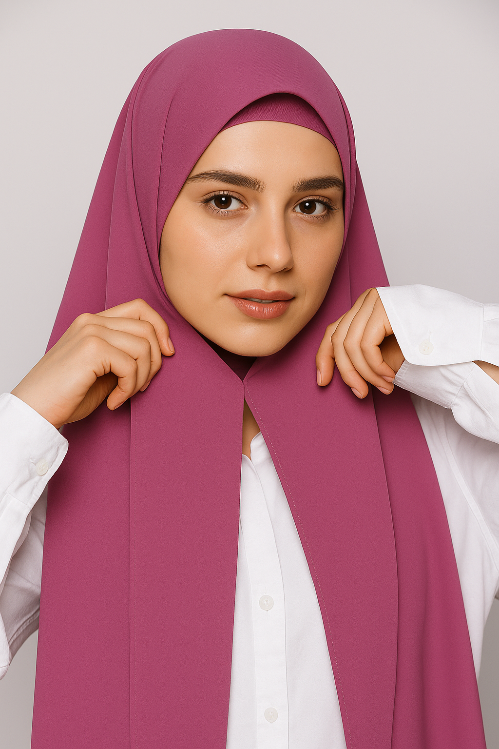 Georgette Instant Hijab With Magnet In Mauve