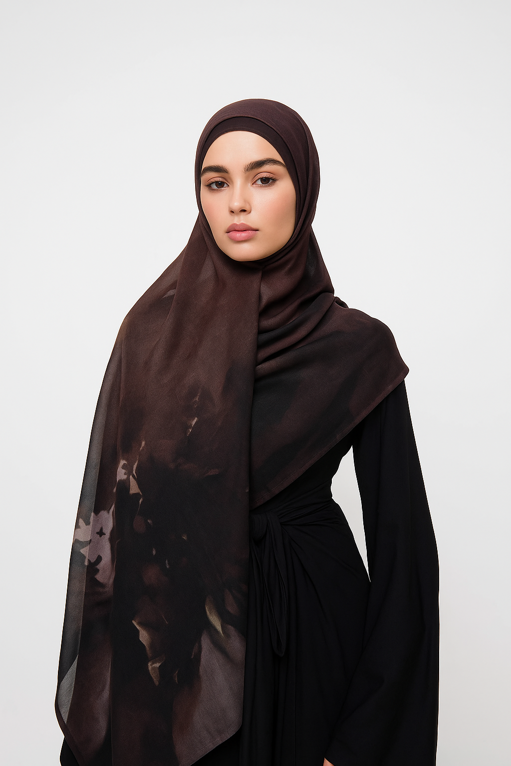 Printed Modal Hijab - Midnight Petals